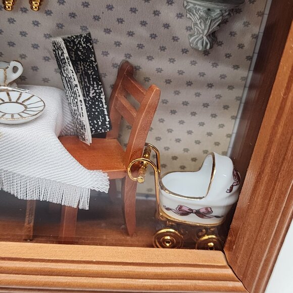 Reutter Original Germany Miniature Room Diorama With Tea Set & Baby Carriage - Picture 3 of 12